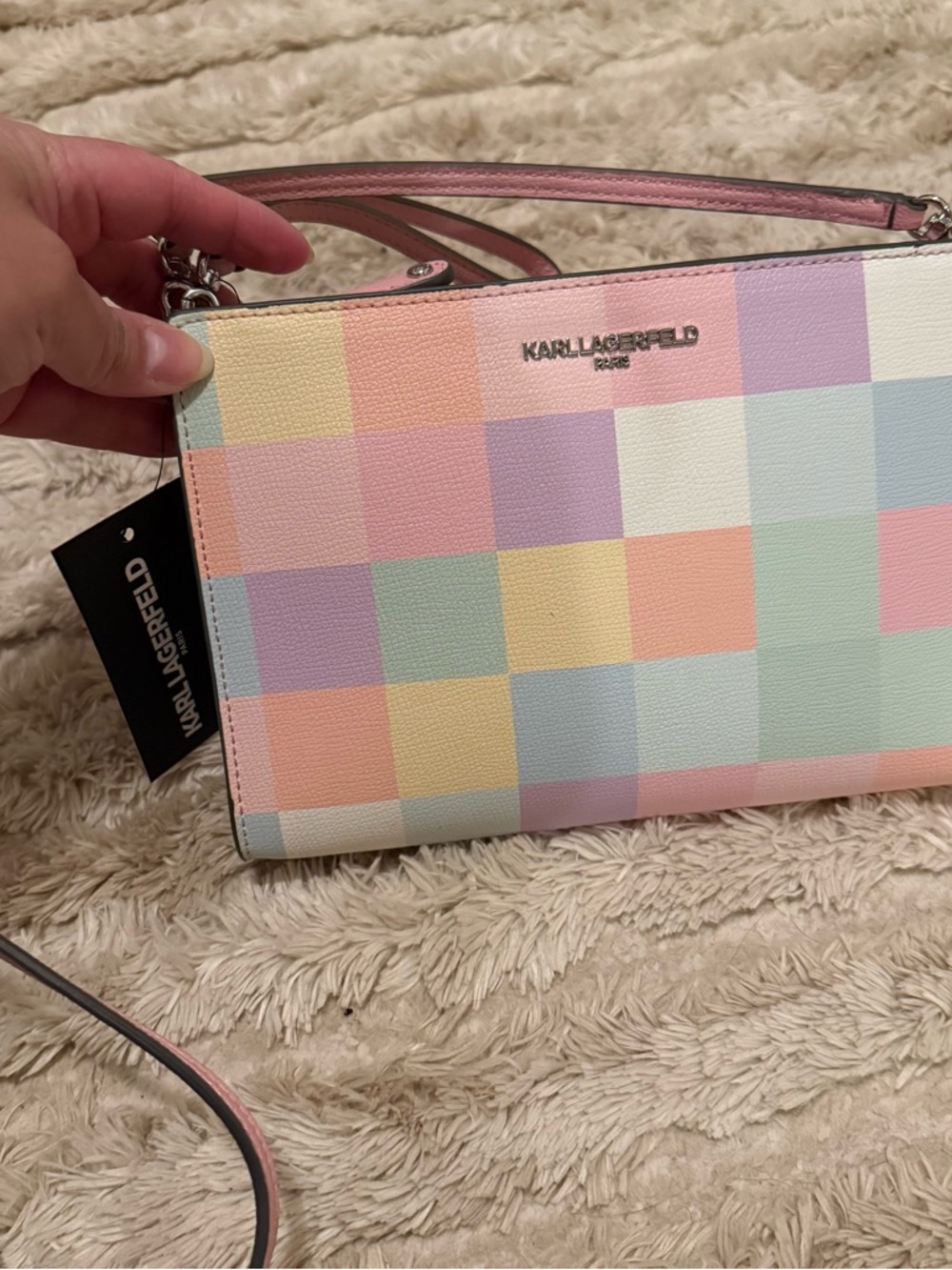 Karl Lagerfeld Pastel Checkered Crossbody Bag - Multicolor